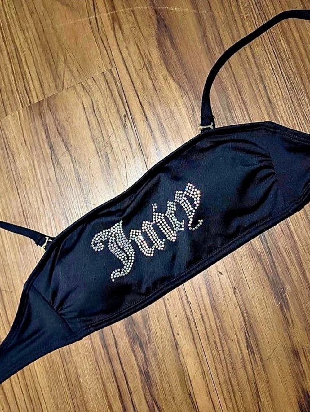 Juicy Couture Rhinestone Logo Bikini Top Black XS